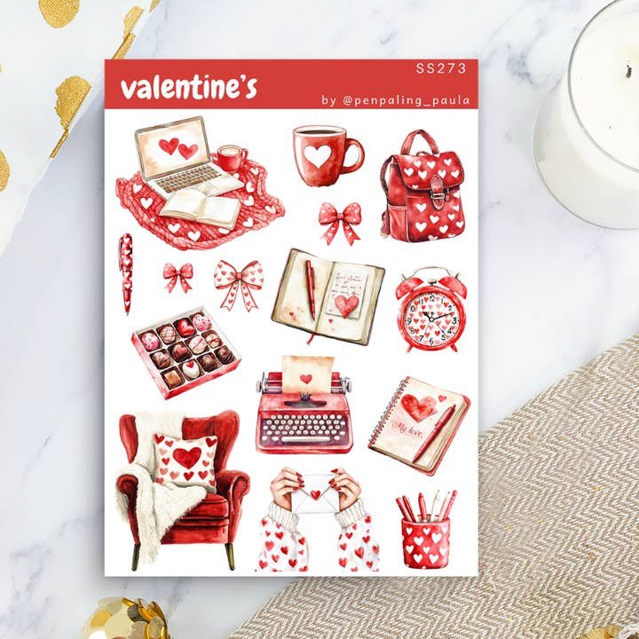 Valentine's - Sticker Sheet for wholesale by Penpaling Paula