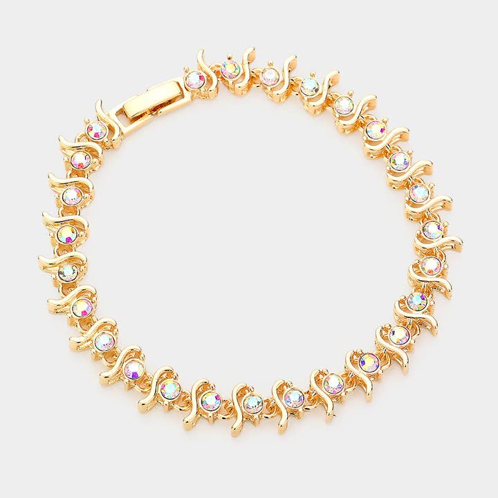 Met stenen versierde avondarmband met abstracte metalen schakel voor wholesale door Sensibling Corp.