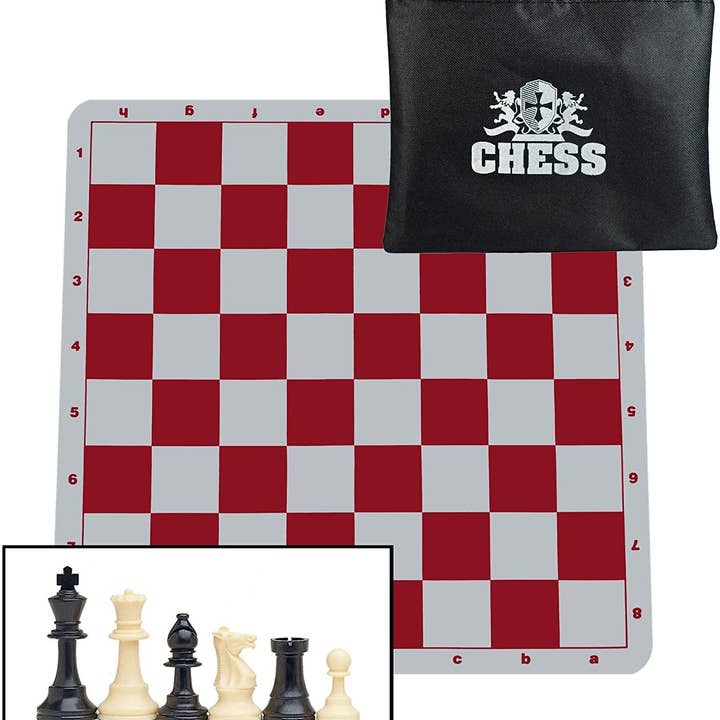 Wood Expressions - Wholesale Board Game - WE Games Ultimate Compact Tournament Chess Set with Silicone Chess Board - Heavy Weighted Pieces