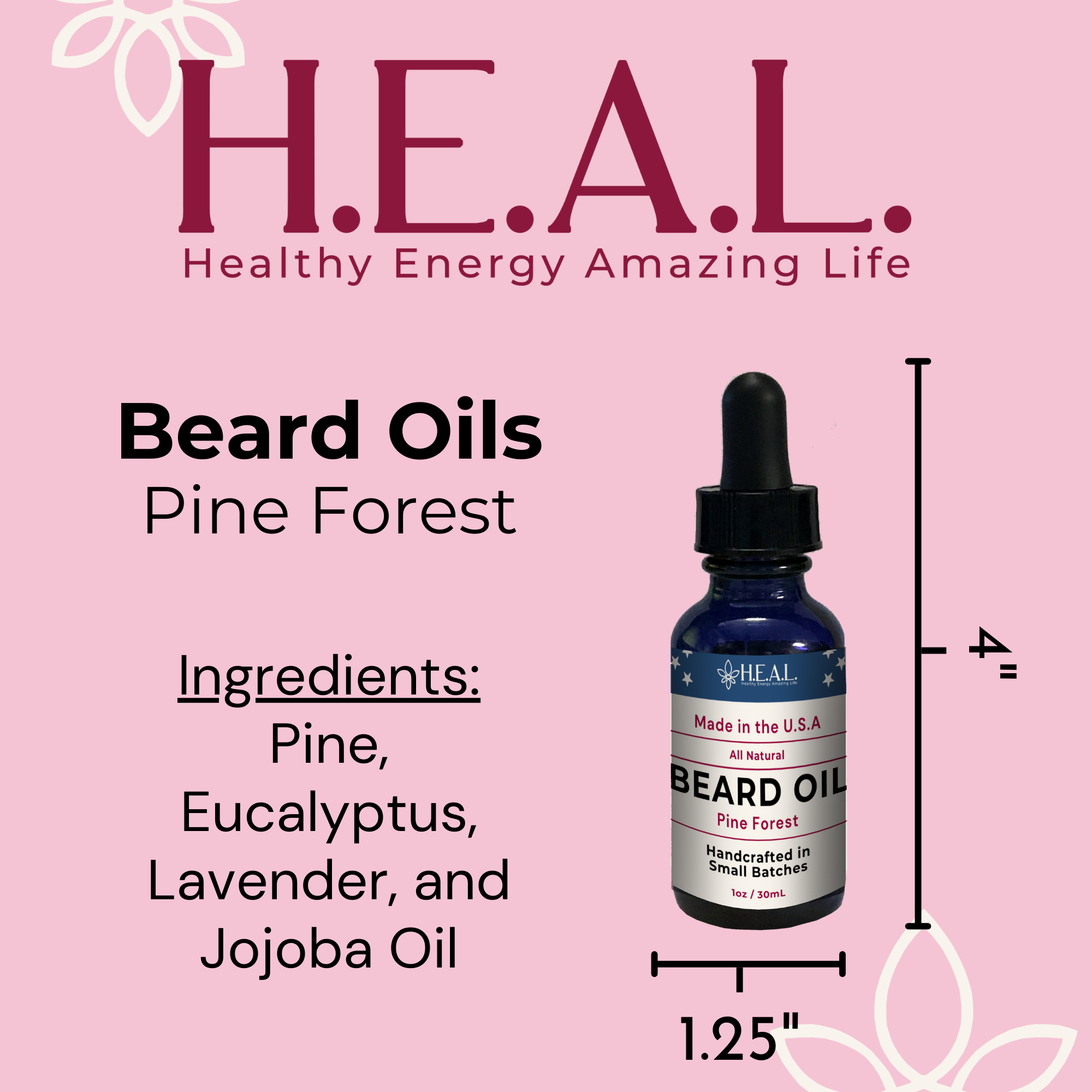 Healthy Energy Amazing Life - Vente Produit structurant pour la barbe - Huile à barbe : Pine Forest - 1 oz4