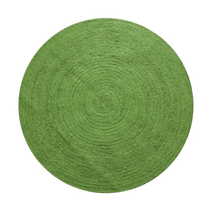 Tappeto Rotondo in Juta Intrecciato a Mano Verde Chiaro Tappeto Circolare Vintage per la vendita all'ingrosso da parte di Chouhan Rugs
