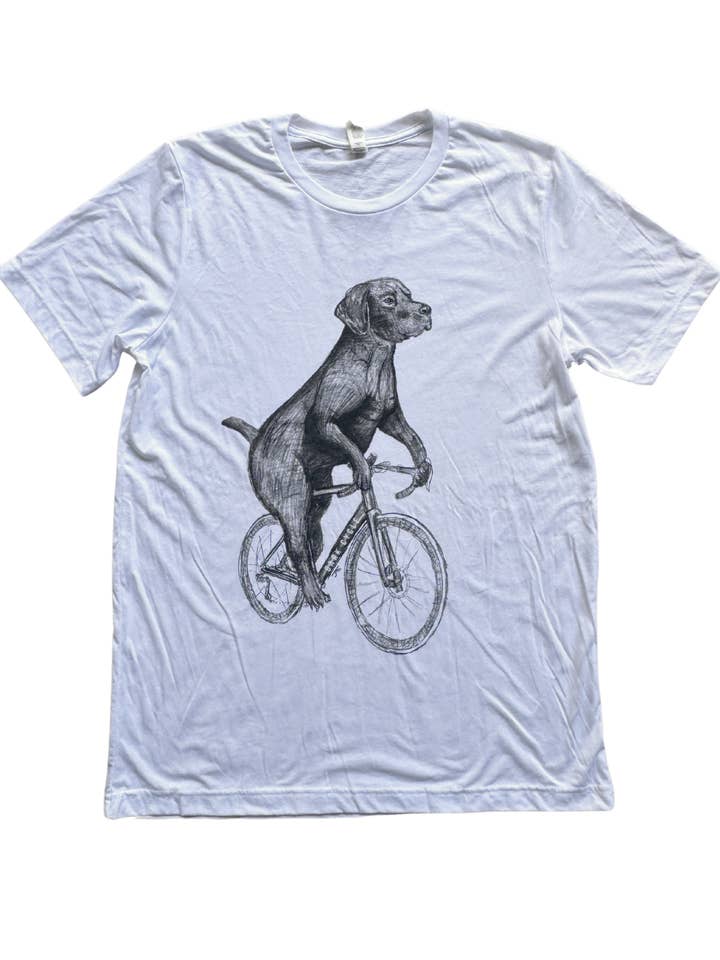 Labrador på en cykel herre/unisex skjorte for engroshandel hos Dark Cycle Clothing