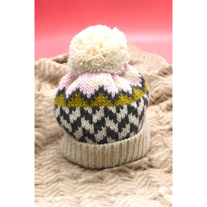 JOSSLYN by wall to wall - Wholesale Beanie - Women's - CHEVRON KNIT POM BEANIE | 40BN9072