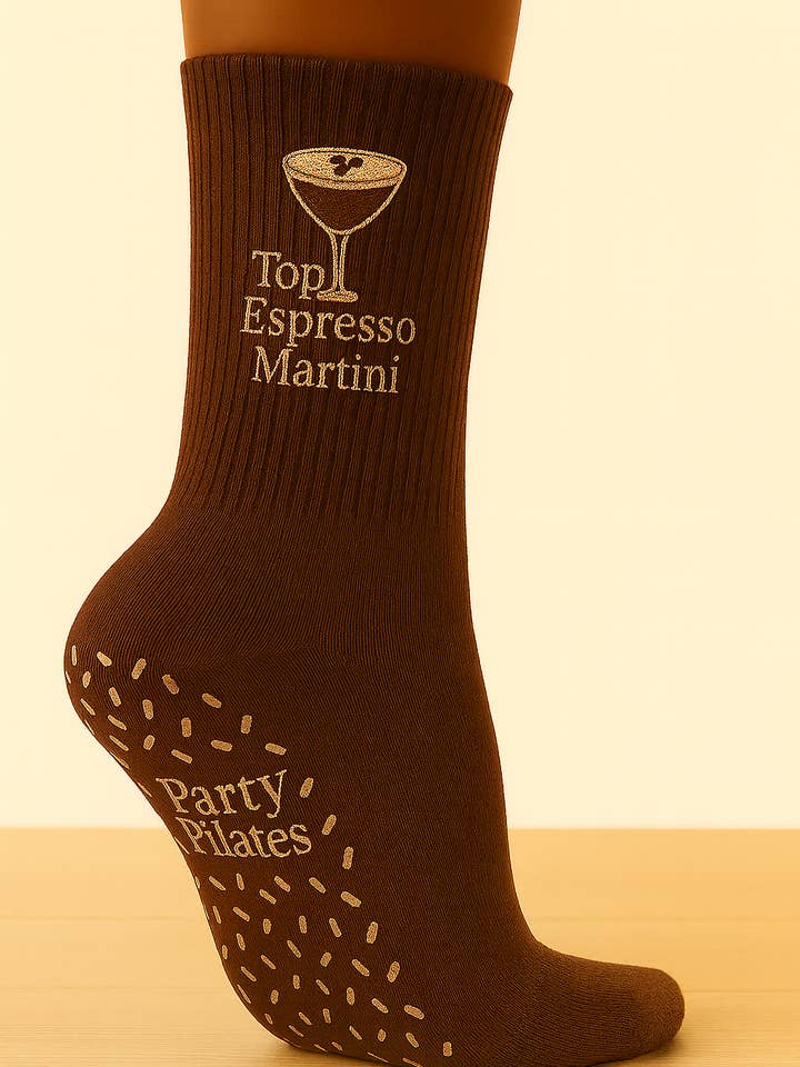 Top Espresso Martini Crew Sock for wholesale by Party Pilates