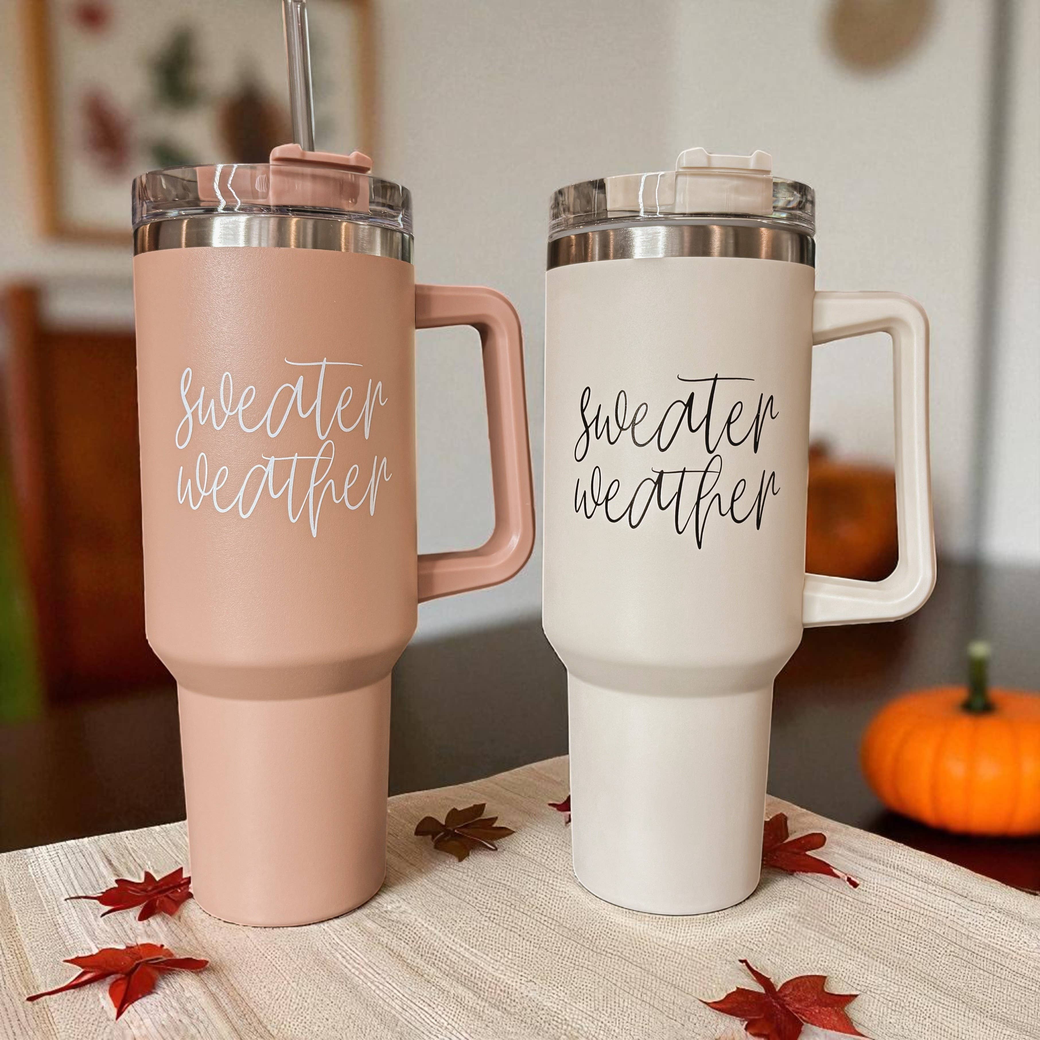 Gia Roma - Wholesale Insulated Mug/Tumbler - Sweater Weather Cream 40 oz Travel Tumbler, Fall Home & Gift101