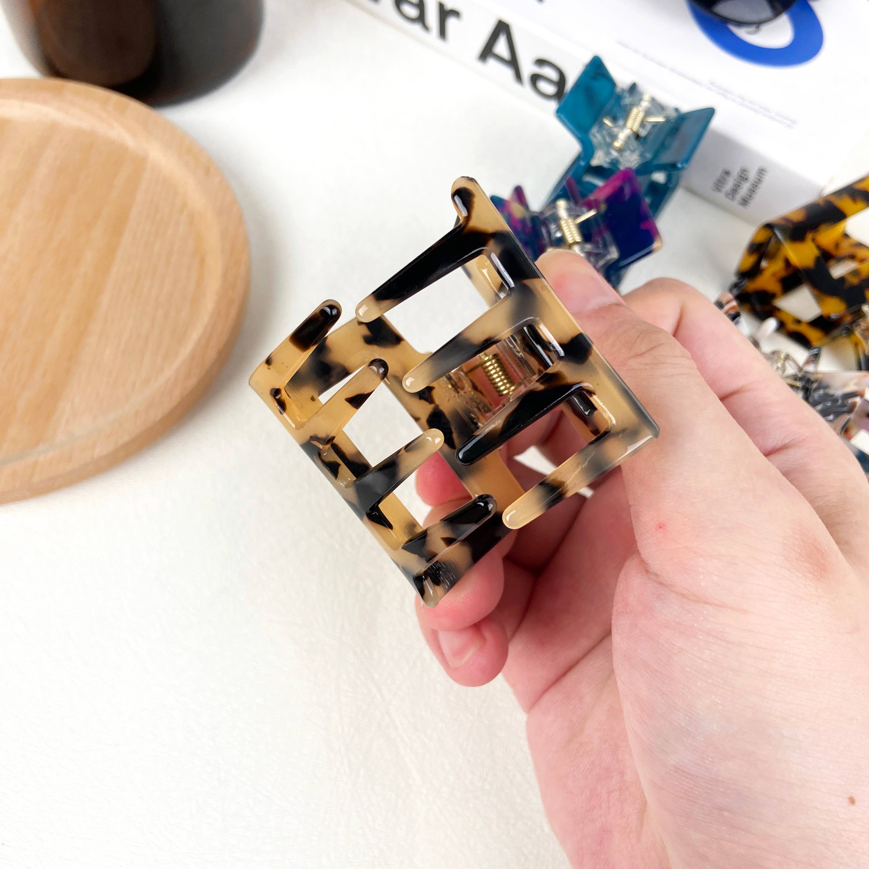 TheDivaSoap - Wholesale Hair Clip - Women's - Square Acetate Hair Clips Multicolor Small Claw Clip6