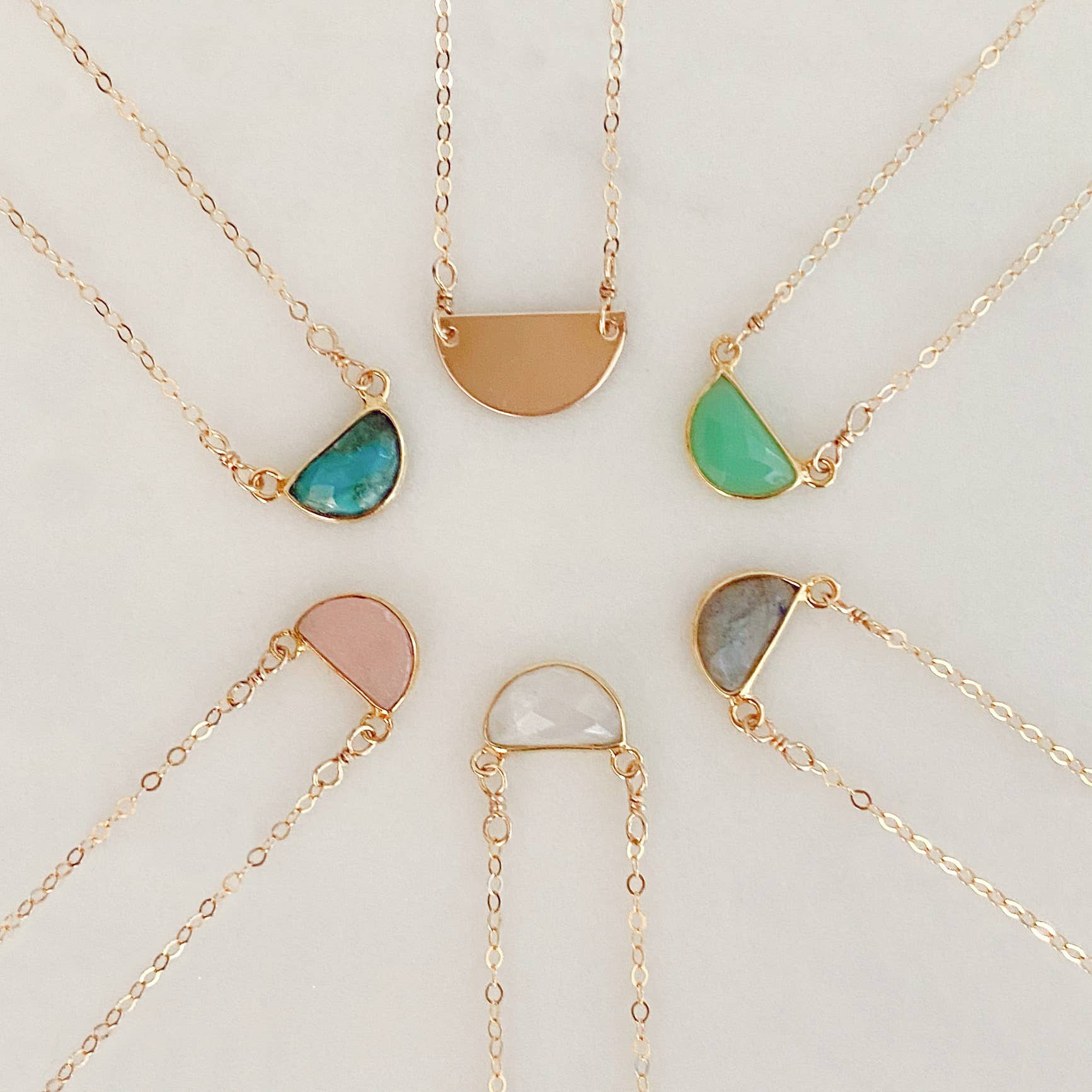 Boy Cherie - Wholesale Pendant/Charm Necklace - Dainty Gold Filled Moonstone Half Moon Necklace0