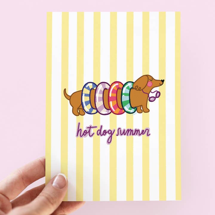 The Shelley Society - Wholesale Everyday Greeting Card - Hot Dog Summer Weenie Dog Dachshund Coastal Greeting Card1