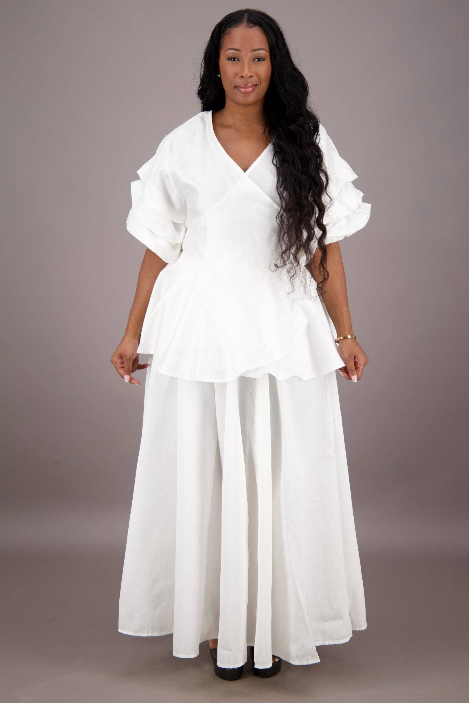 Advance Apparels – Engroshandel Top- og nederdelsæt - Dame – Regal Peplum Nederdel Sæt APS-250726