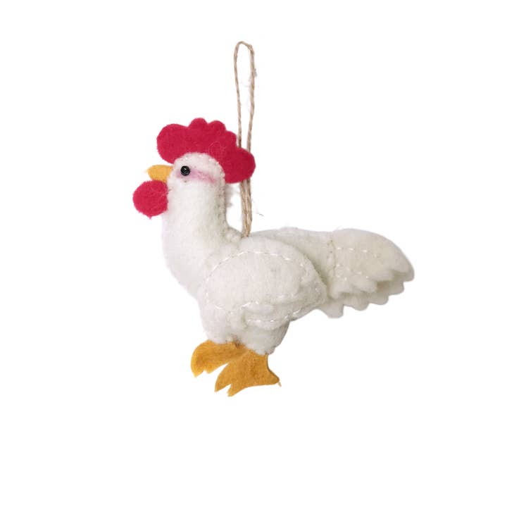 Sparkle Being - Wholesale Ornament - Handmade Wool Felt Rooster Ornament – Farmhouse Christmas Décor