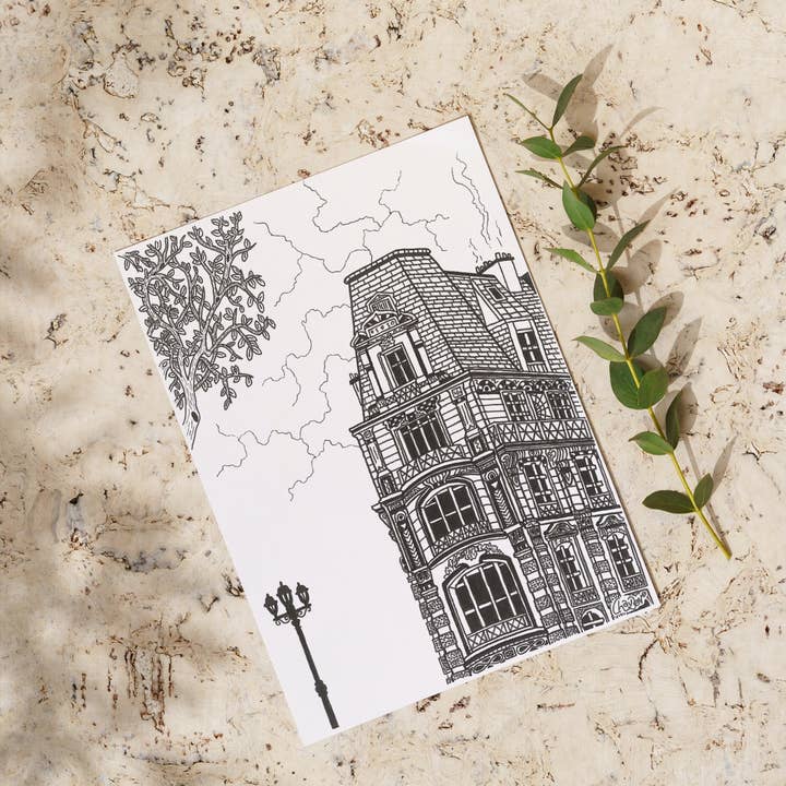 Förpackning med 10 vykort Haussmannien GALLERI PARIS S/V för wholesale av LIGNE NOIRE