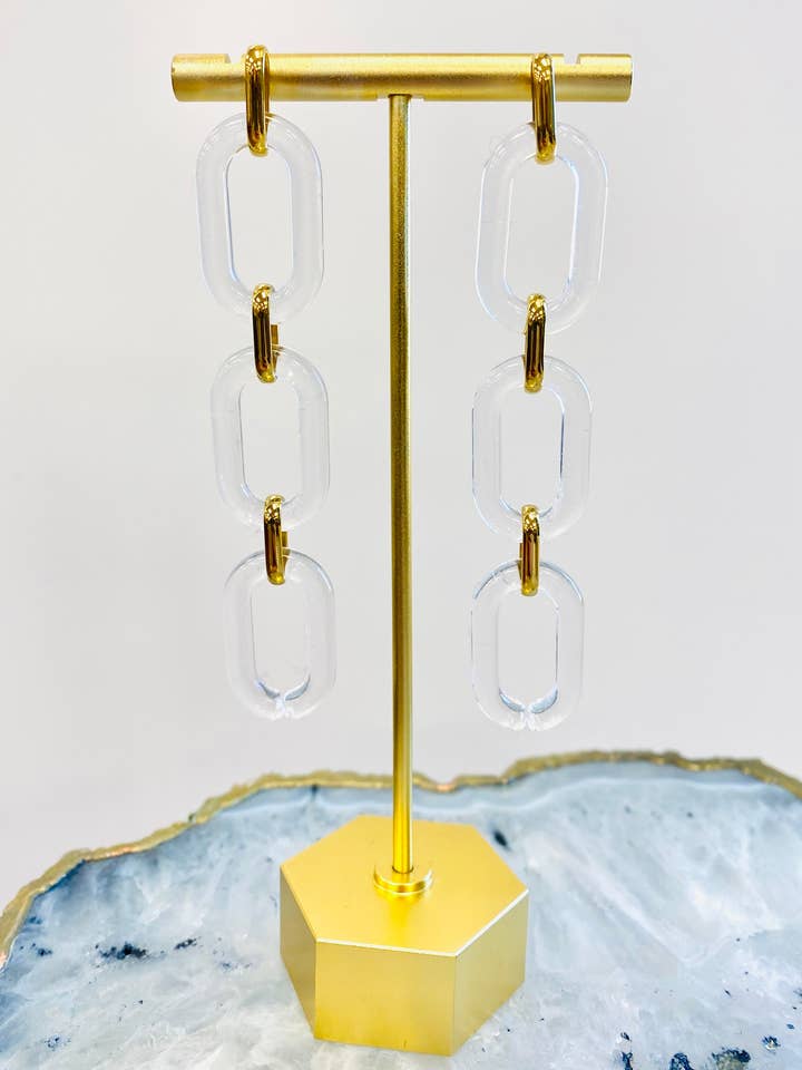 Acrylic Chain Earrings for wholesale by Clothed In Armor