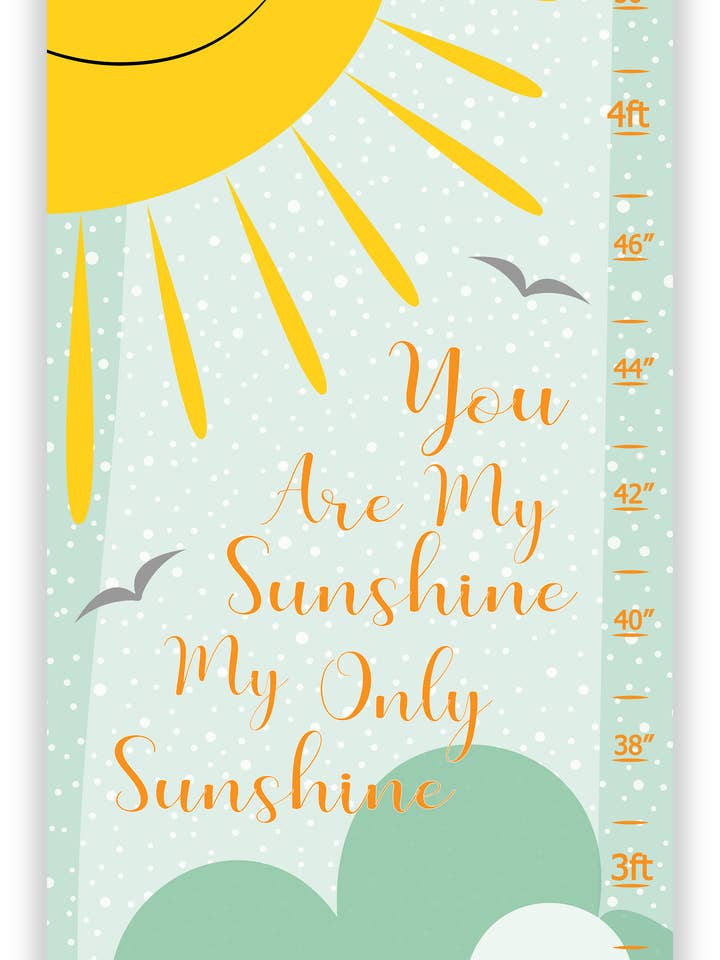 You Are My Sunshine With Script Canvas Growth Chart for wholesale by Finny and Zook