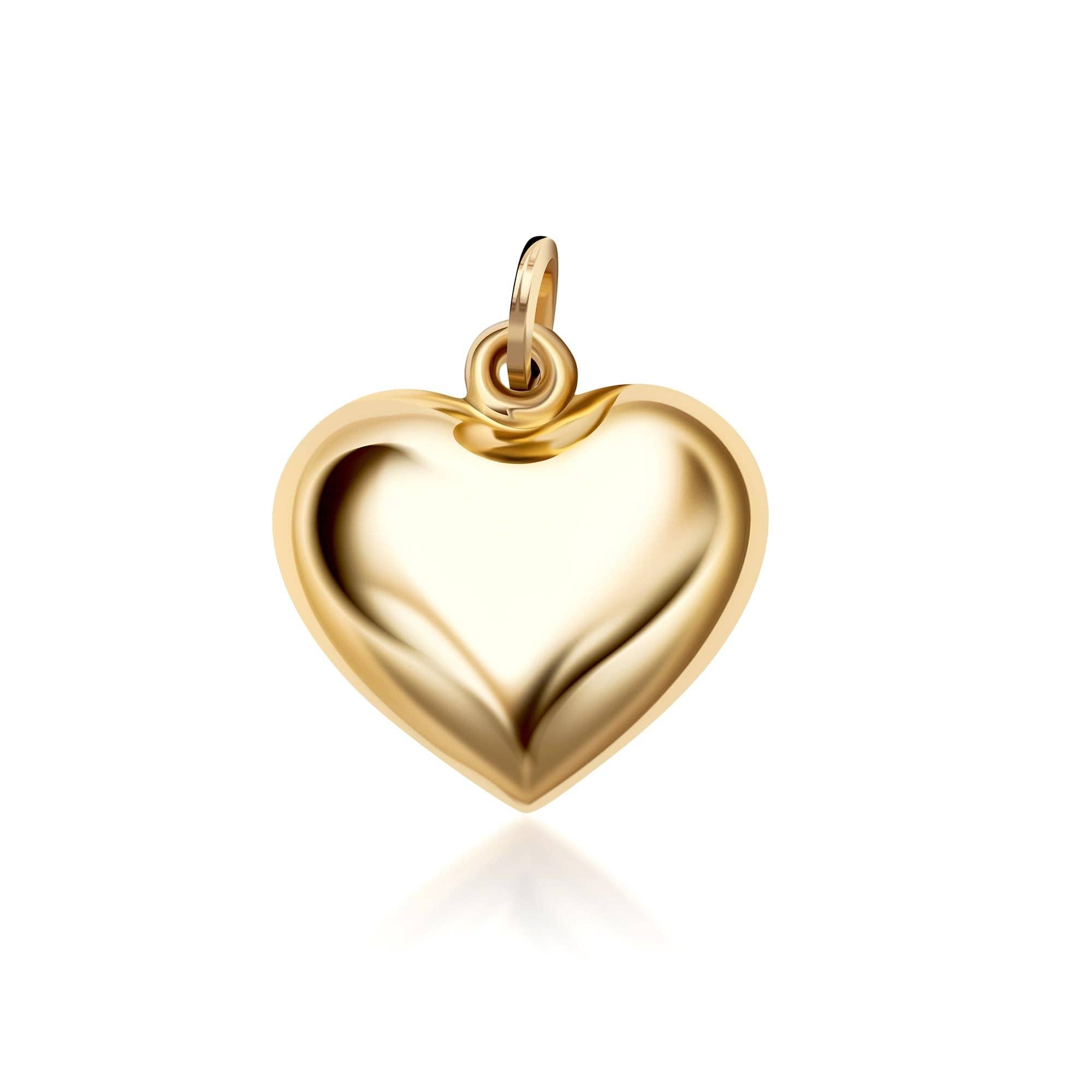 Wholesale 14K Solid Gold Puff Heart Charm Pendant for your store
