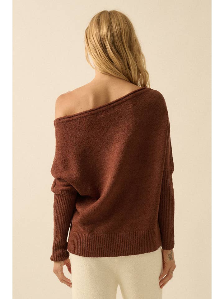 Promesa USA - Wholesale Knit Sweater - Women's - Textured Knit One-Shoulder Boatneck Dolman Sweater11