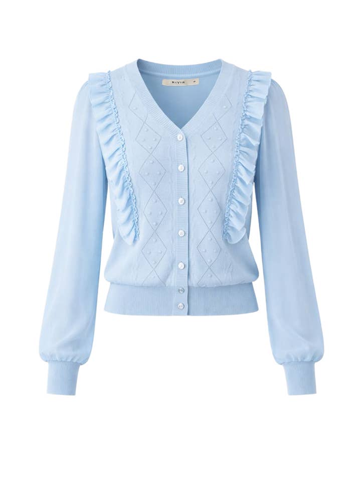 Aria Knit Cardigan with Chiffon Sleeves for wholesale by RIVIR