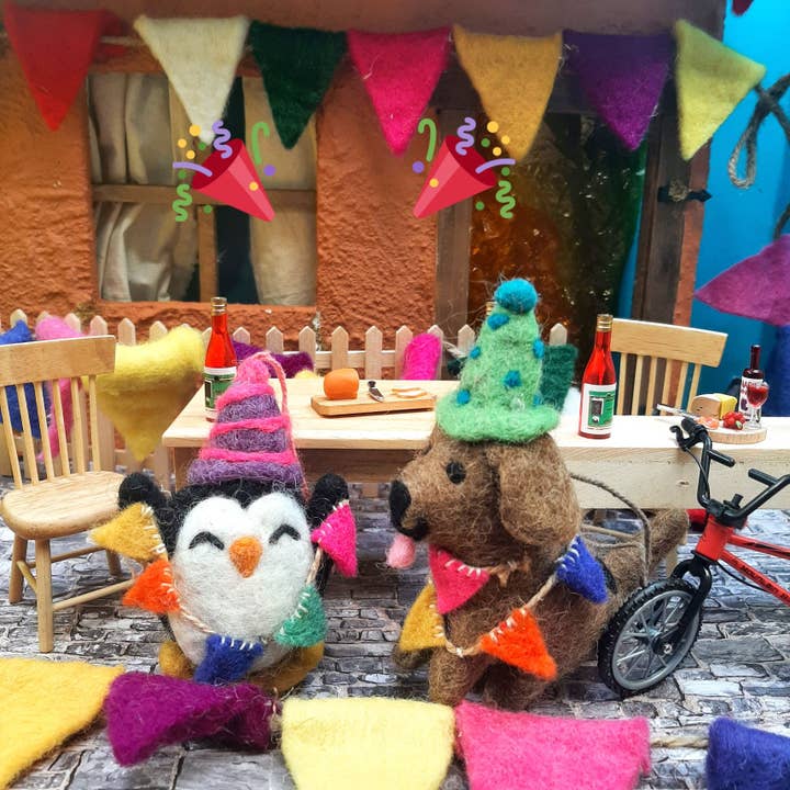 Felt So Good - Wholesale Ornament - Handmade Felt Party Penguin Hanging Dog Decoration2