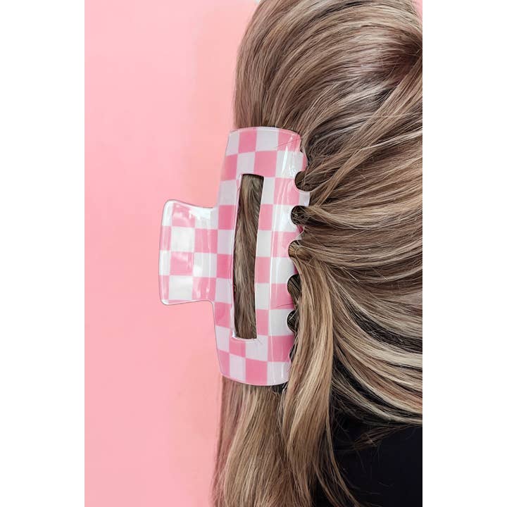 Little Daisy Closet - Wholesale Hair Clip - Women's - LDC Checkered Print Hollow Out Hair Clip
