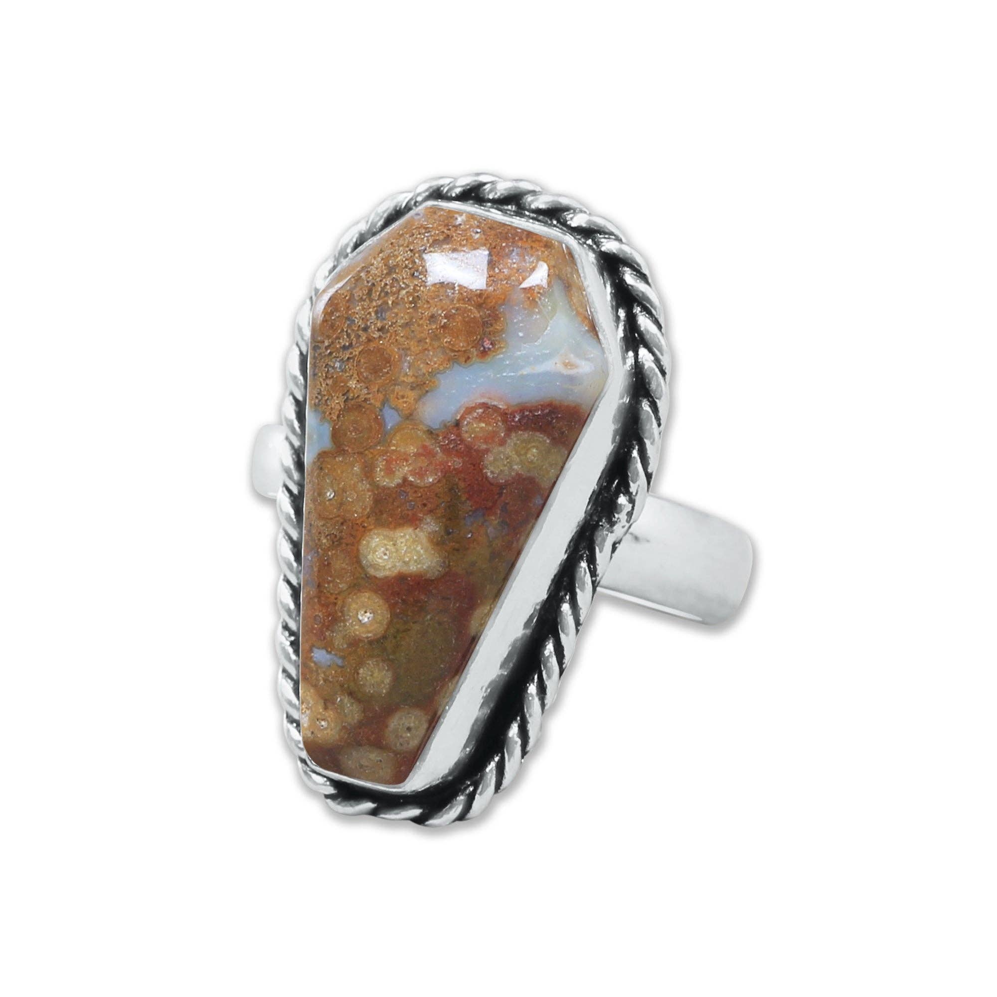 Handmade Jewels – wholesale Cocktail/Statement Ring – Hantverksmässiga kistformade statementringar – Blandade ädelstenar (US-storlekar 6–10, Ej justerbara)9