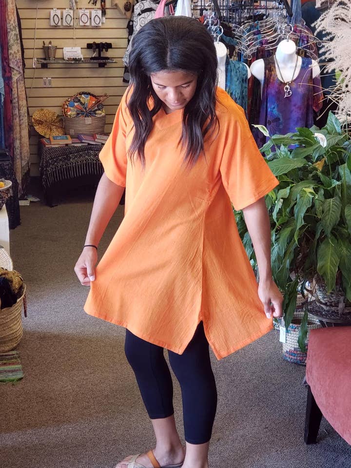 Tunique oversize en coton Orange pour la vente par Zumi