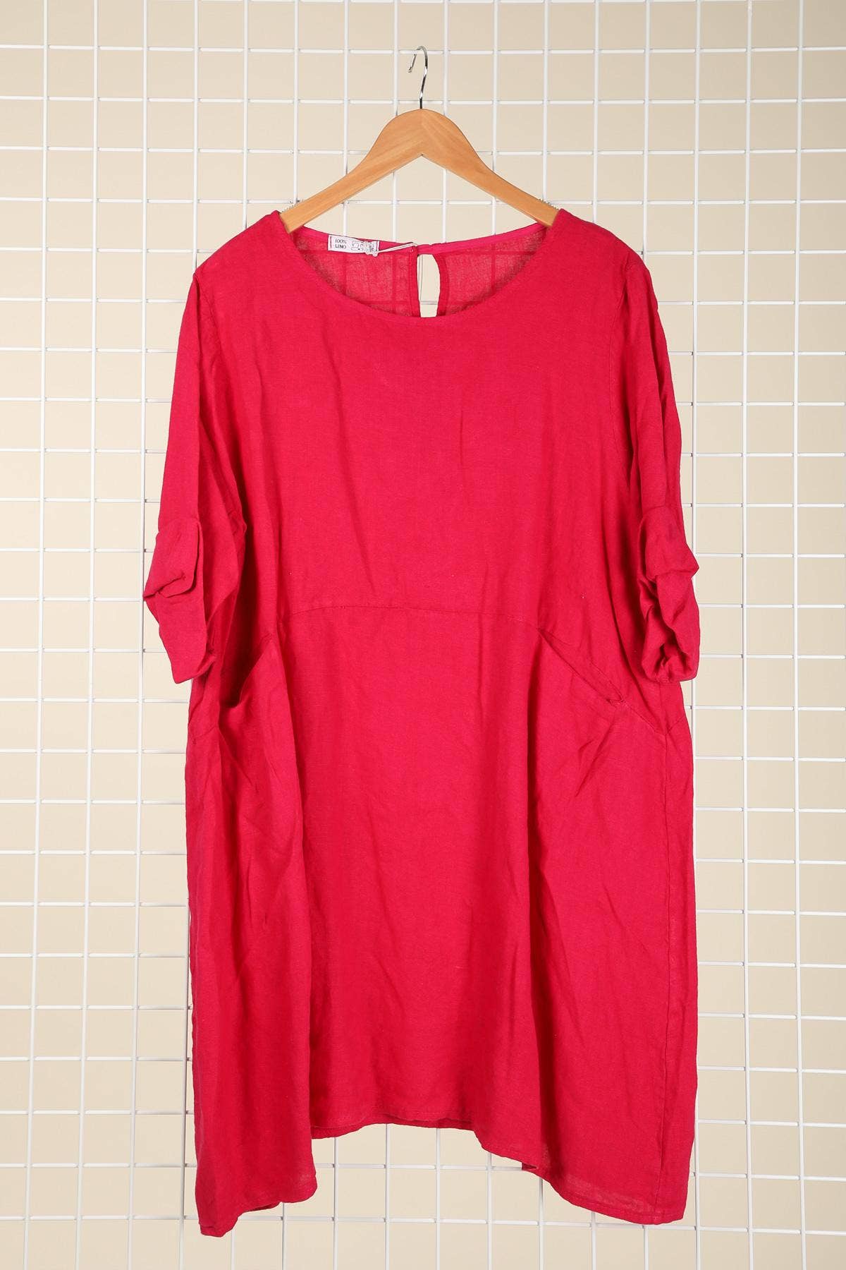 la maison des fibres naturelles – Engroshandel Kjole - Dame – Kort hørkjole med rund hals i 100 % hør 67191