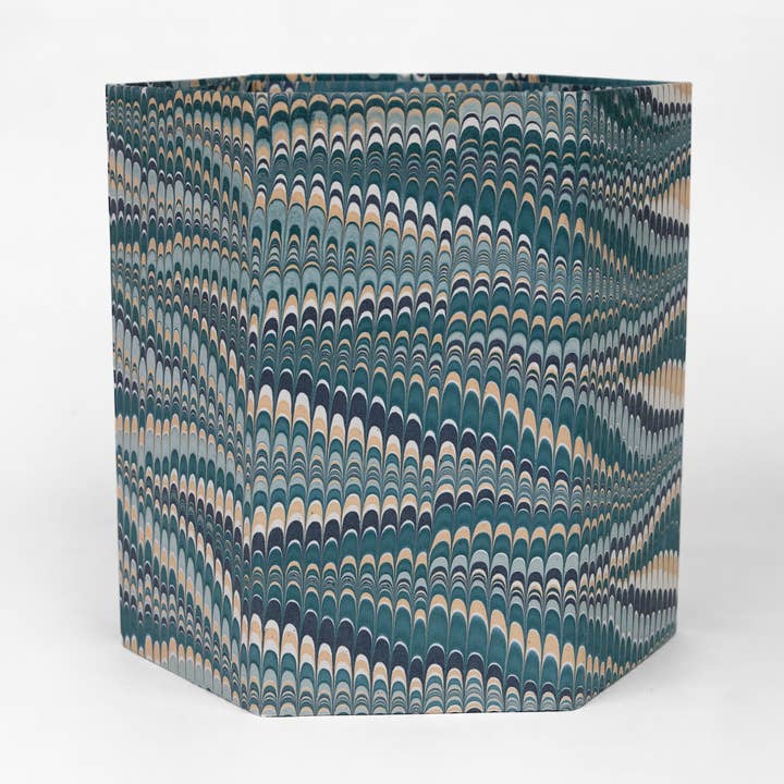 HEXAGONAL COLLAPSIBLE BASKET - BLUE OCHRE MOUNTAIN for wholesale by Craft Boat
