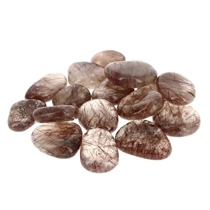 Artisans de Madagascar - Wholesale Spiritual Stone/Crystal - 500 g Ma Quartz Flat Pebbles with Rutile EXTRA Inclusions