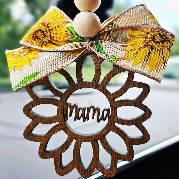 Mama Sunflower Car Charm Ornament Bag Charm for wholesale by BD Lasers INC.