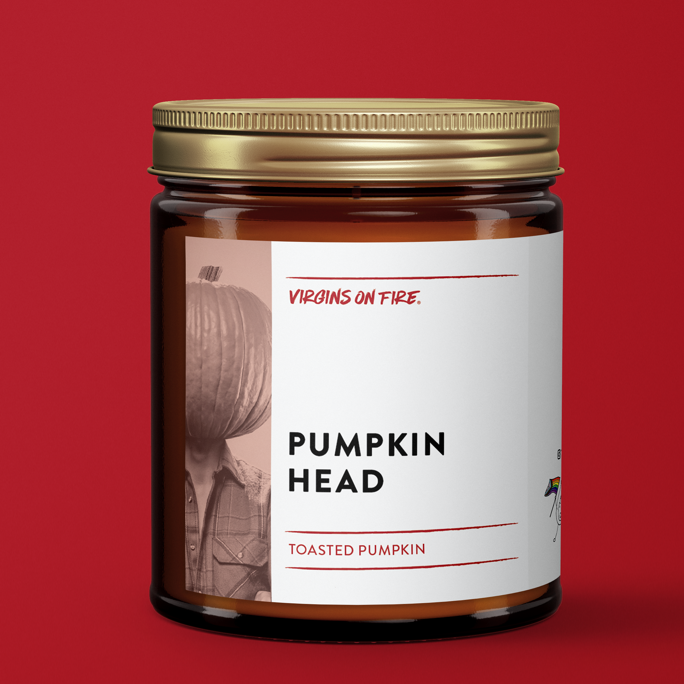 Virgins On Fire Candle Co. - Wholesale Jar/Filled Candle - PUMPKIN HEAD (Toasty Spiced Pumpkin) 100% Soy Wax Candle2