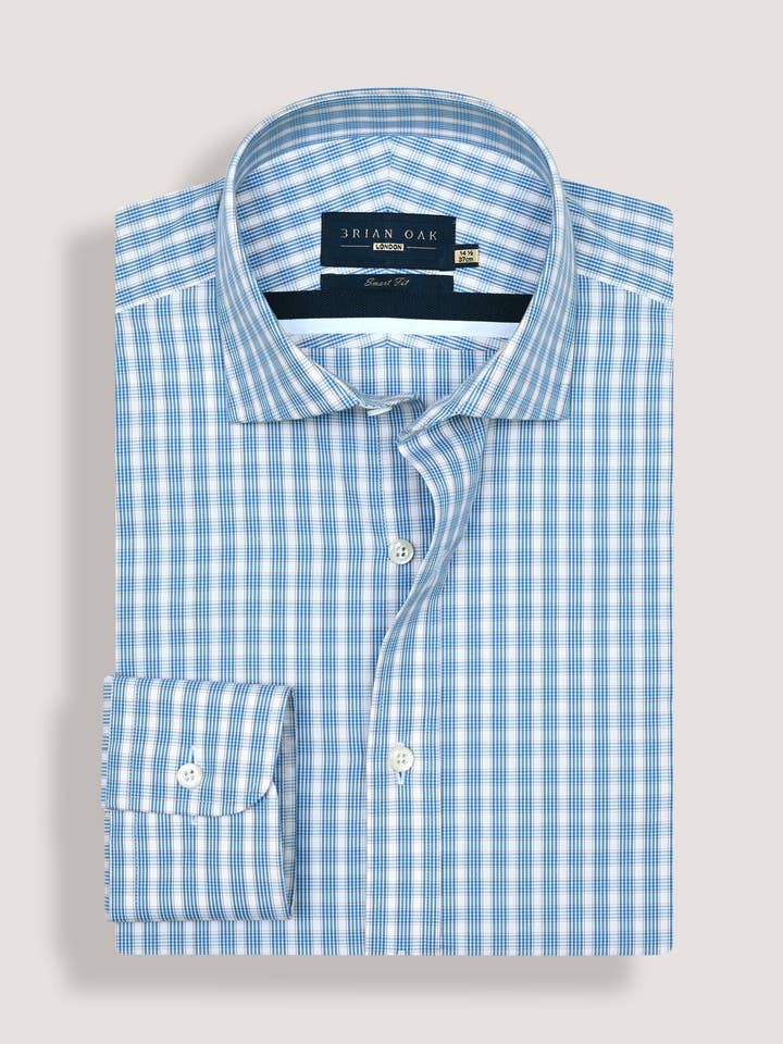Brian Oak Limited - Vendita all'ingrosso Camicia button down - Uomo - Camicia A Quadretti Azzurra Chiara1
