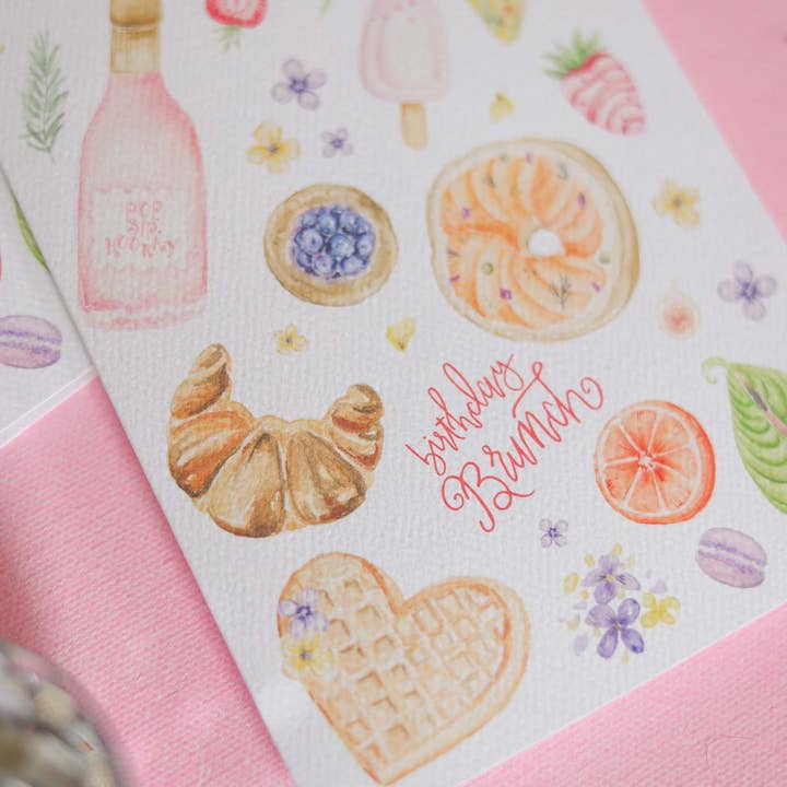 Stephanie Tara Stationery - Wholesale Birthday Card - Birthday brunch foodie card2