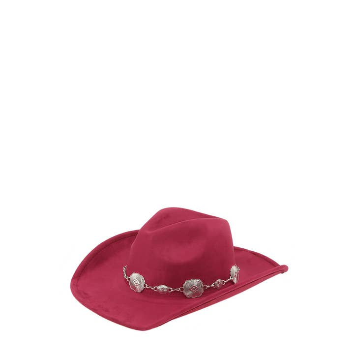 Bestto - Wholesale Cowboy Hat - Women's - VINTAGE METAL CHAIN ACCENT WESTERN CHIC FEDORA HAT