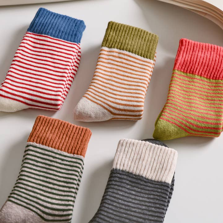 Happy Knits – wholesale Socks – Women's – Women's Striped Cotton Socks - Soft, Breathable & Stylish