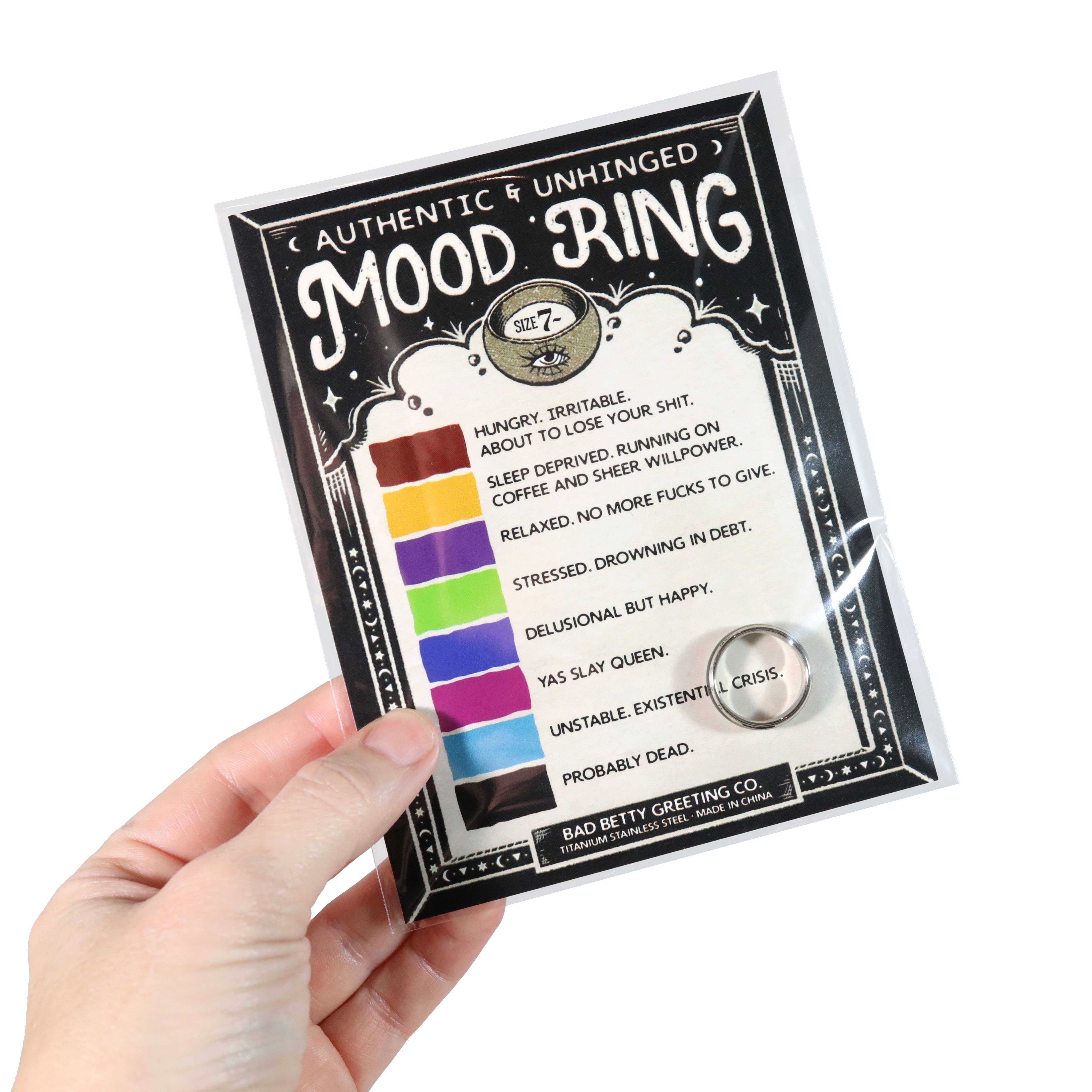 Bad Betty Greeting Co. - Wholesale Gag Gift/Novelty Gift - Authentic & Unhinged Color Changing Mood Ring - Funny Gift
1
