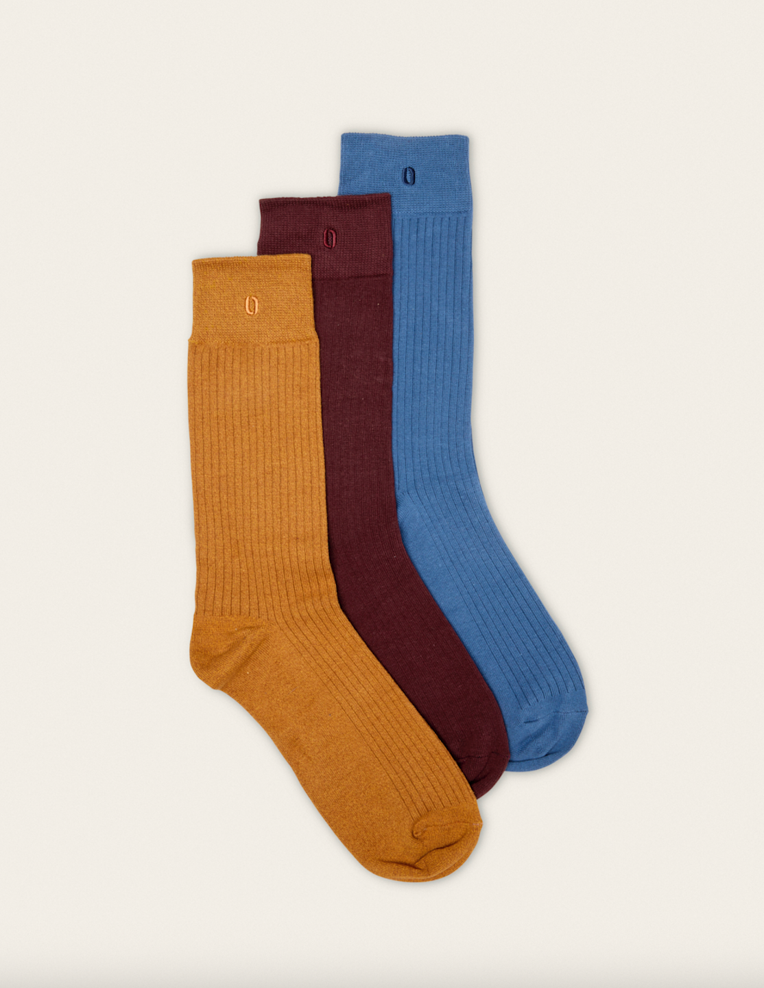 ODAJE - Wholesale Socks - Men's - 3-Pack Socks - Ribbed Blue Mustard Burgundy1