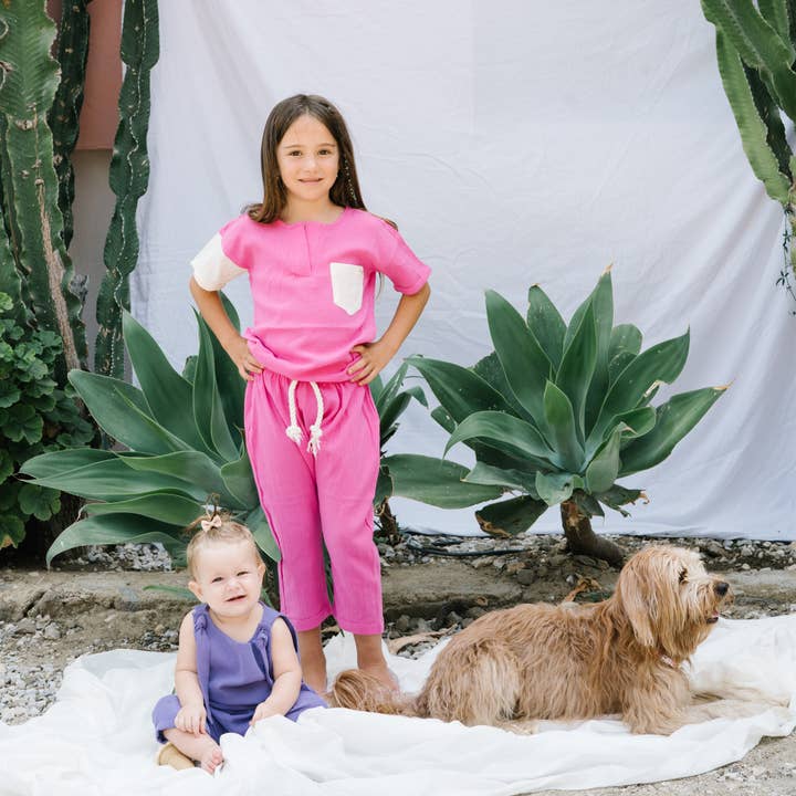 Børn Unisex Pink Sile Stof Harem Bukser for engroshandel hos Lally Things