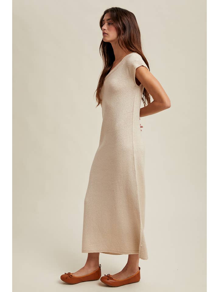 Wishlist Apparel - Wholesale Dress - Women's - SCOOP NECK KNIT SWEATER MIDI DRESS / WL25-115359