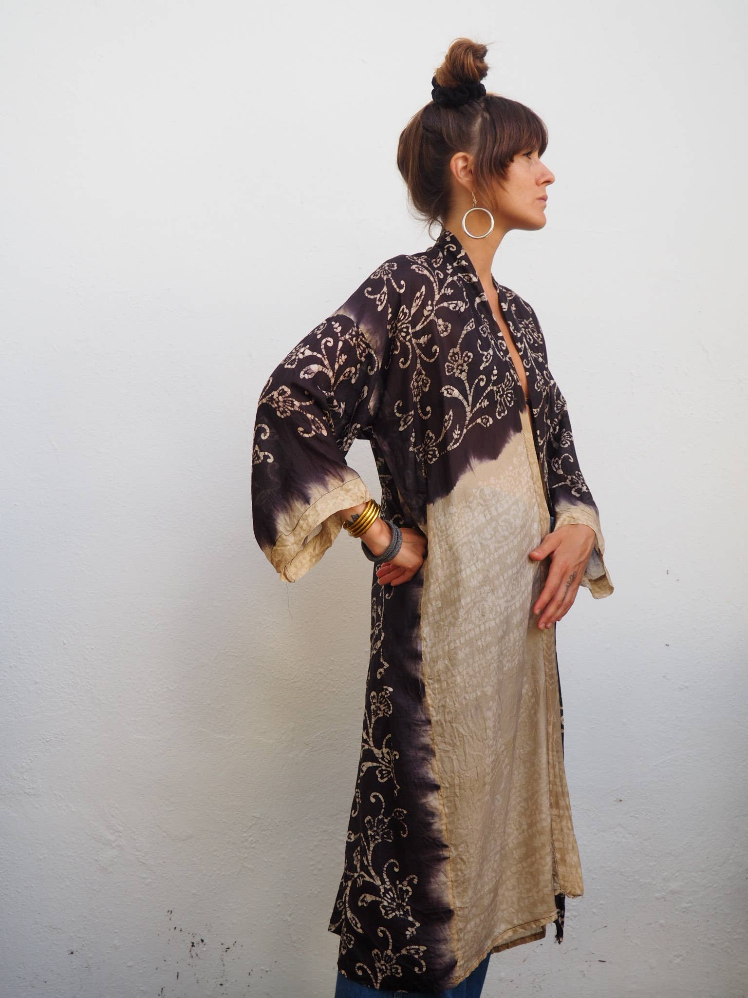 Vagabond Ibiza - Wholesale Kimono - Women's - The Kardash Kimono Mid-Length – Upcycled Vintage Sari Kimono13