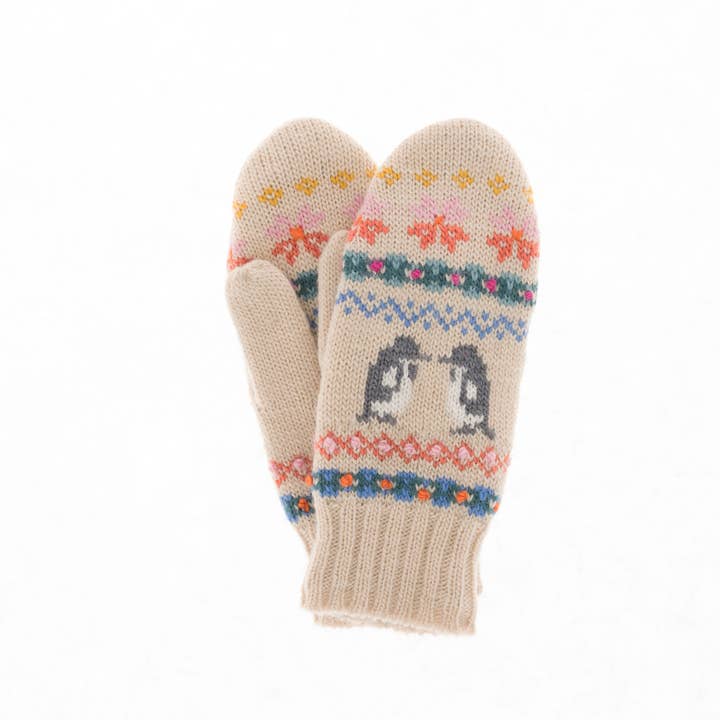 Natural Penguin Palooza Mittens for wholesale on Faire