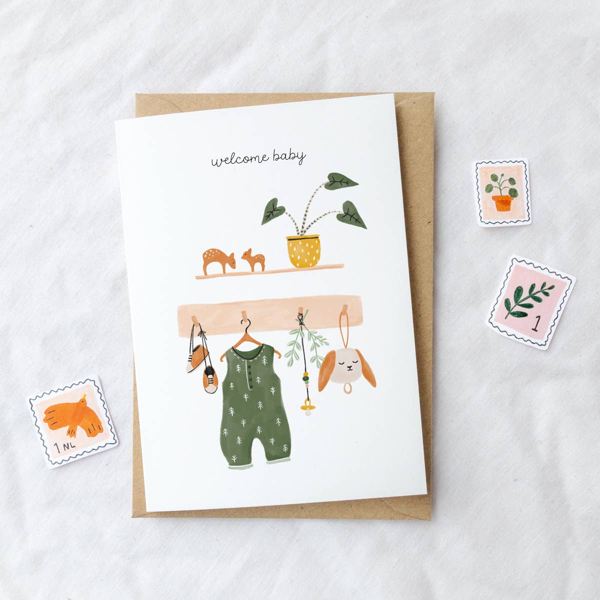 Studio Kuukeluus - Wholesale Baby Card - Romper New Baby Greeting Card1