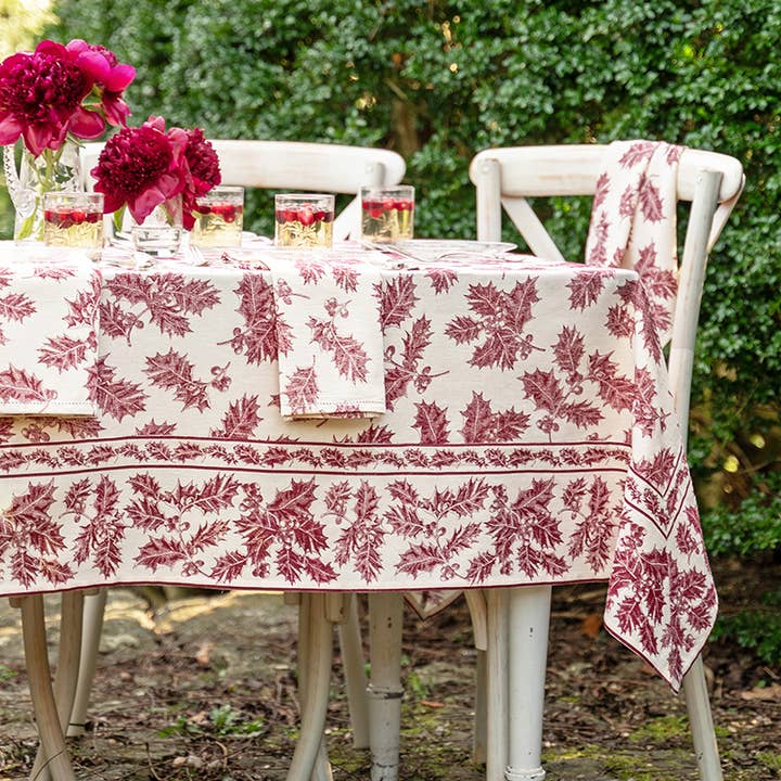 Holly Toile Tablecloth - Red for wholesale by April Cornell