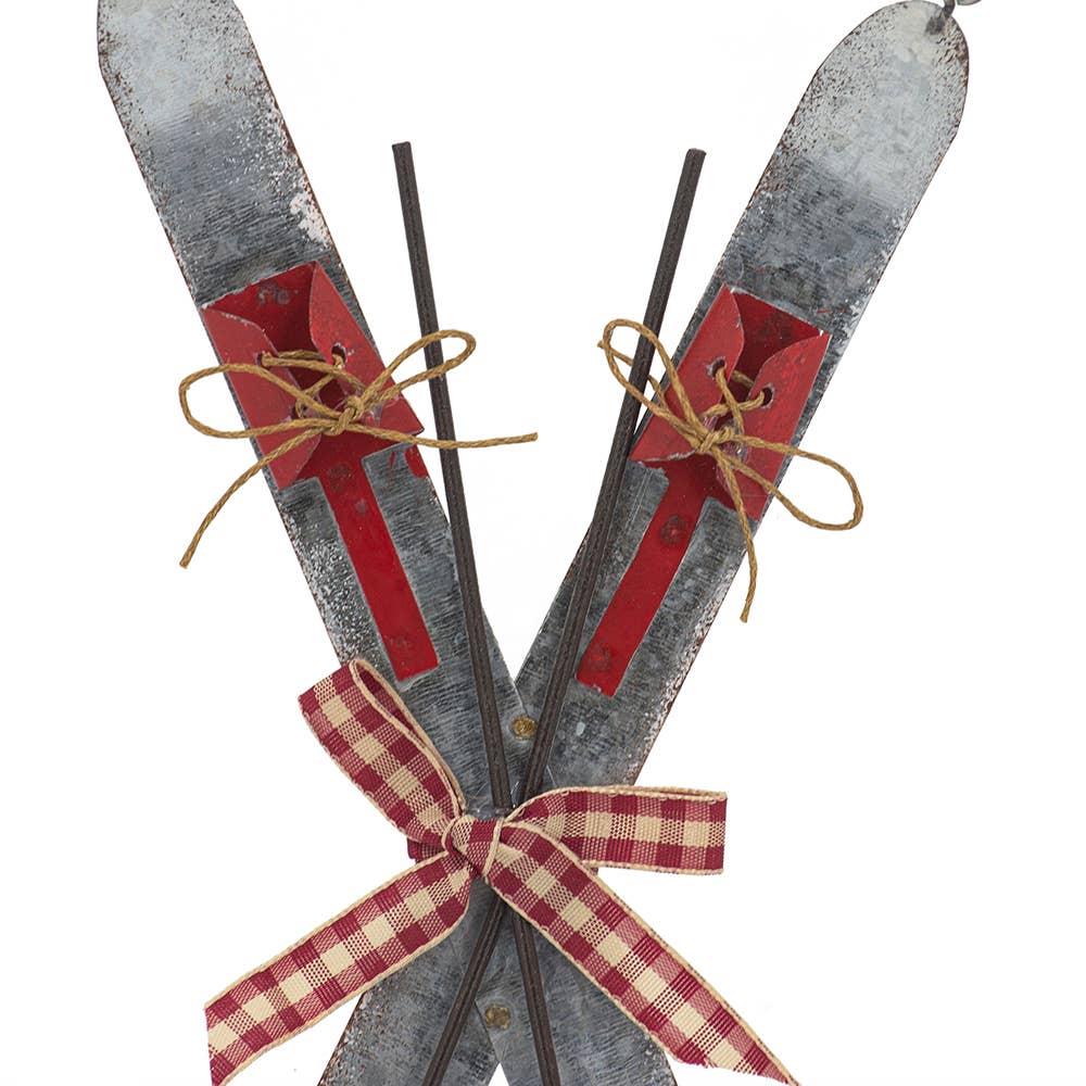 A&B Home Group Inc. – wholesale Ornament – 6.5x12.5" Iron Ski - Silver/Red3