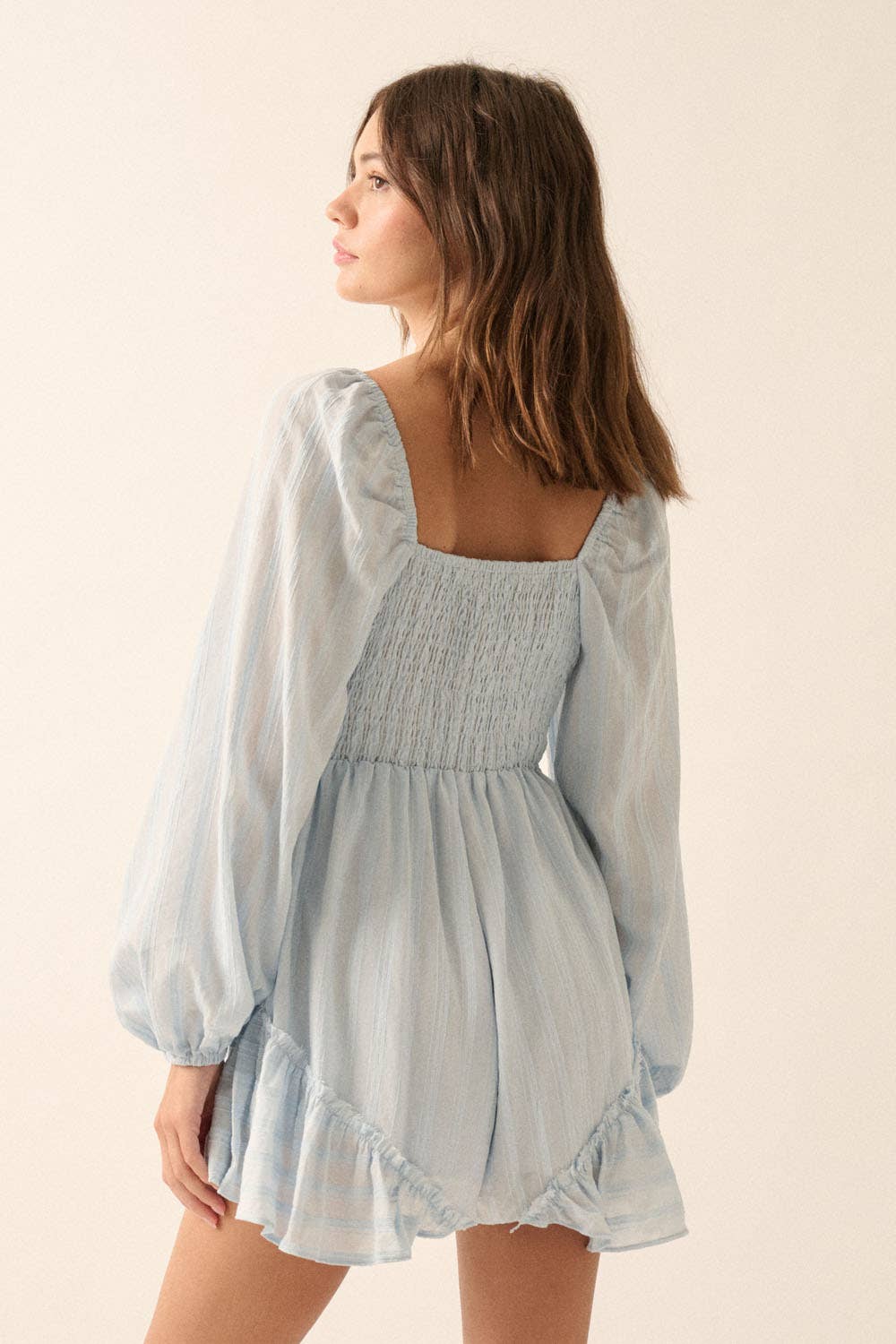 Promesa USA - Wholesale Romper - Women's - Textured Tonal-Stripe Ruffled Tie-Front Romper32