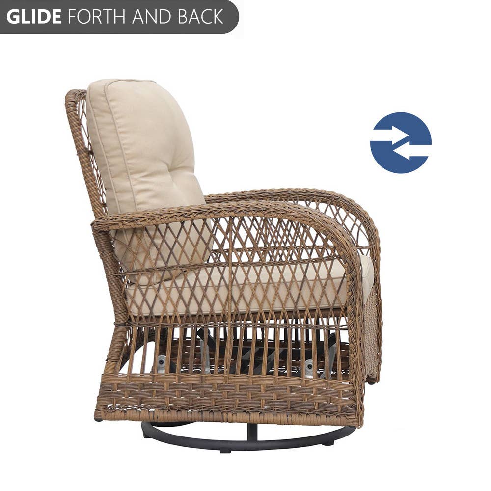 Abble - Vente Salon de terrasse - Ensemble de conversation d'extérieur en osier 3 pièces10