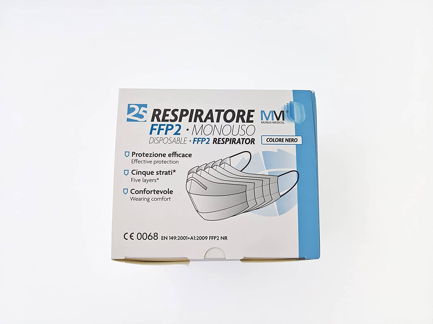 Munus Medical – wholesale Medicinsk mask – FFP2 MM-4AN RESPIRATOR - SVART - Munus Medical6