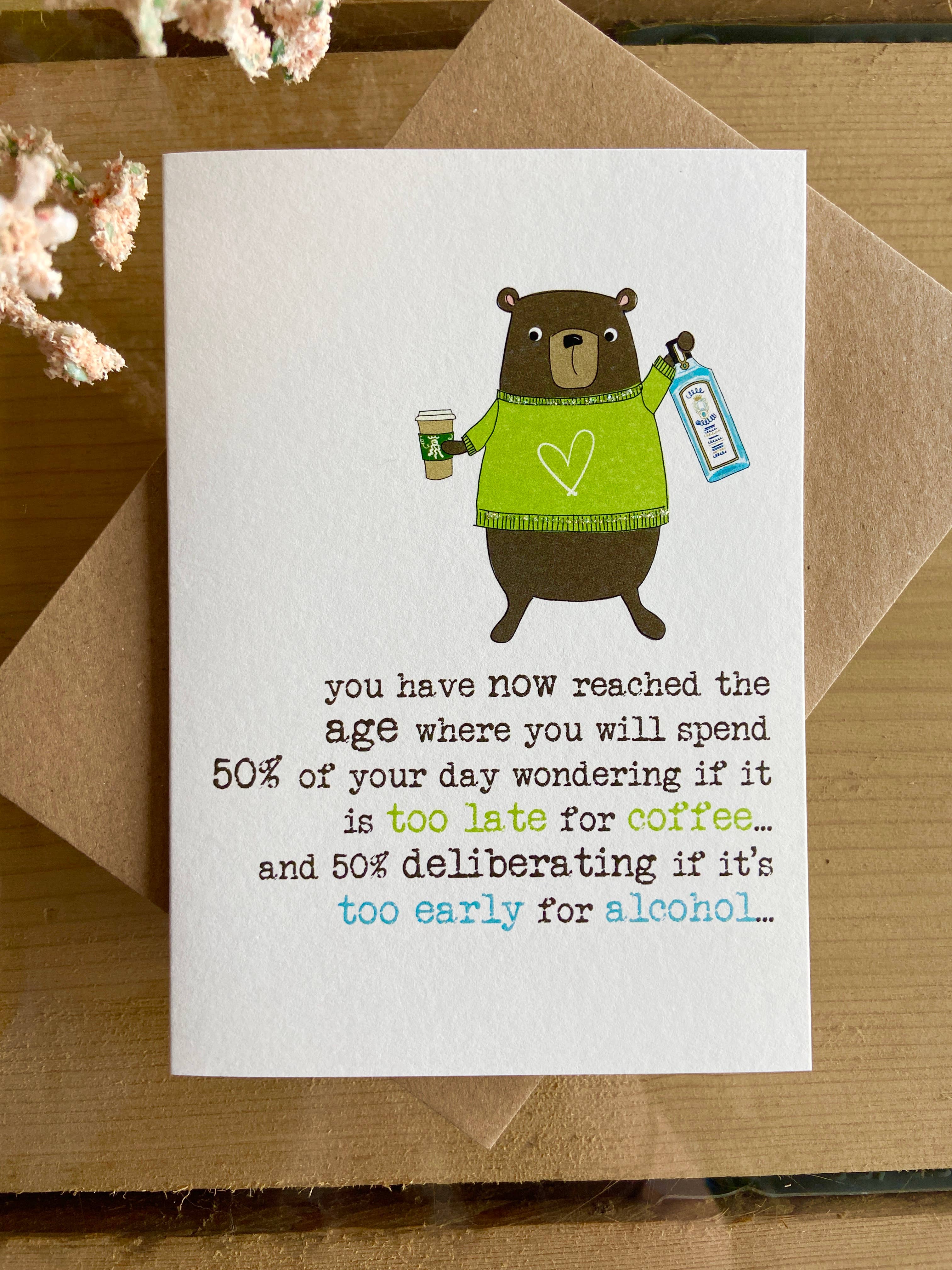 Dandelion Stationery - Wholesale Birthday Card - Coffee And Alcohol - Humorous Greetings Card2