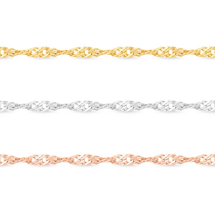 WJW - Wholesale Link & Chain Necklace - 14K Solid Rose Gold 1.2 mm Singapore Chain - By The Inch