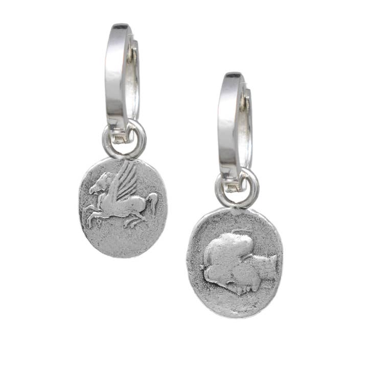 Reversible Ancient Coin Earrings - Pegasus and Aphrodite for wholesale by Morgaine Faye
