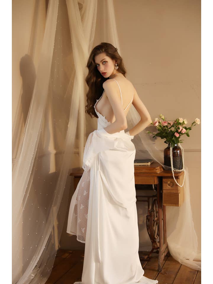 Sweetkama - Wholesale Robe – Women's - Lace Night Gown, Silk Robes,Bridal Party Robes,with babydoll1
