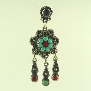 Lg Sterling/Türkis/Koralle/Amethyst Blume Ohrringe mit 3 für den Großhandel von Moosepablos, Inc.